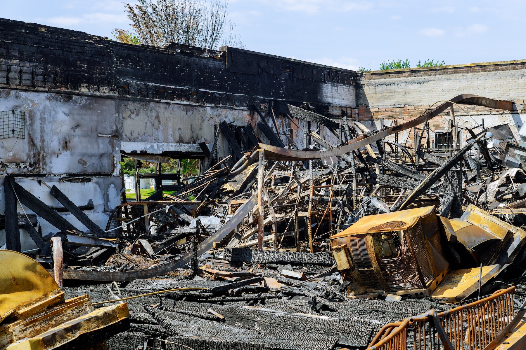 Commercial fire damage to interior walls and ceiling in Knoxville